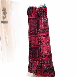 NWT Maurices bandanna strapless dress ties red S